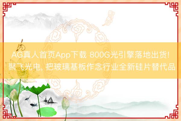 AG真人首页App下载 800G光引擎落地出货! 聚飞光电, 把玻璃基板作念行业全新硅片替代品