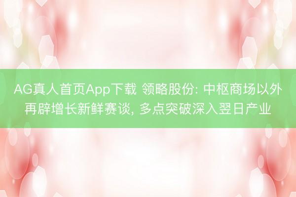 AG真人首页App下载 领略股份: 中枢商场以外再辟增长新鲜赛谈， 多点突破深入翌日产业