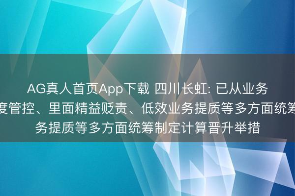 AG真人首页App下载 四川长虹: 已从业务结构优化、本钱用度管控、里面精益贬责、低效业务提质等多方面统筹制定计算晋升举措